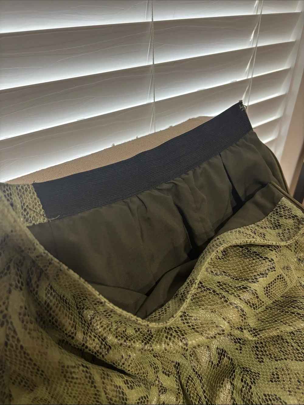 Olive Green Reptile Habitat Liner with Scale Pattern